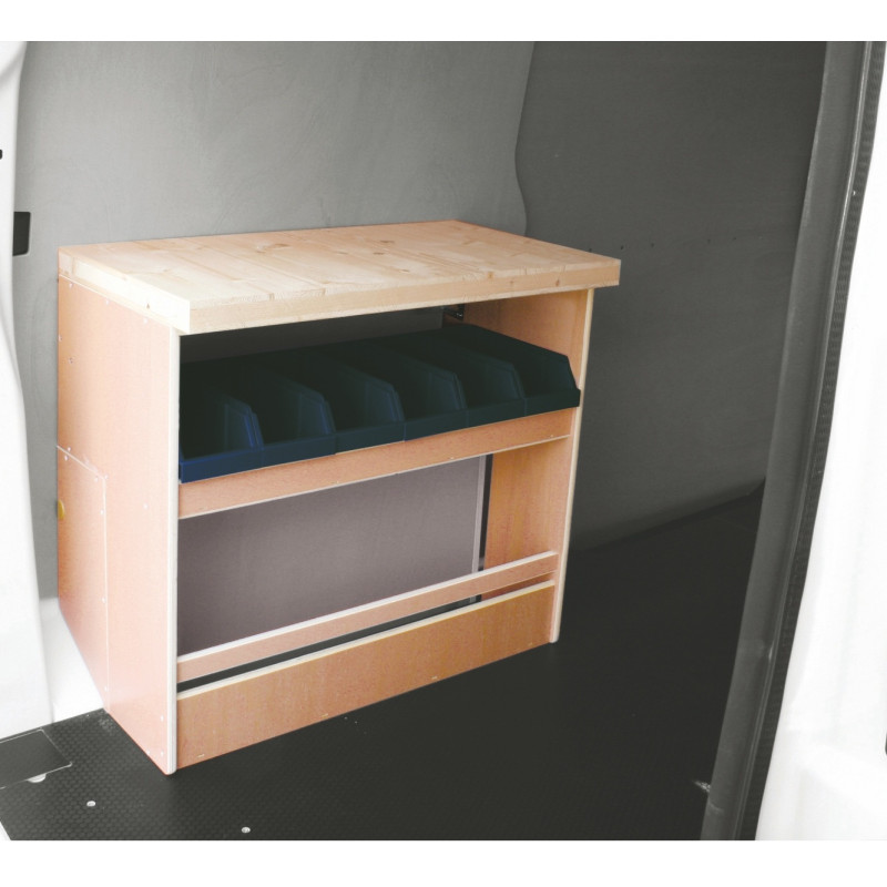 Casier bois établi avec bacs Ar Gauche Peugeot Expert L2 à partir de 2016 (L:78 x P:38 x H:67)