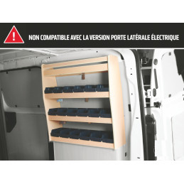 Casier bois avec bacs Ar Droit Opel Vivaro L3 à partir de 2019 (L:116 x P:22 x H:81)