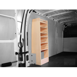 Casier étagères inclinées bois latéral Droit ou Gauche Peugeot Boxer à partir de 2006 (L:53 x P:40 x H:158)