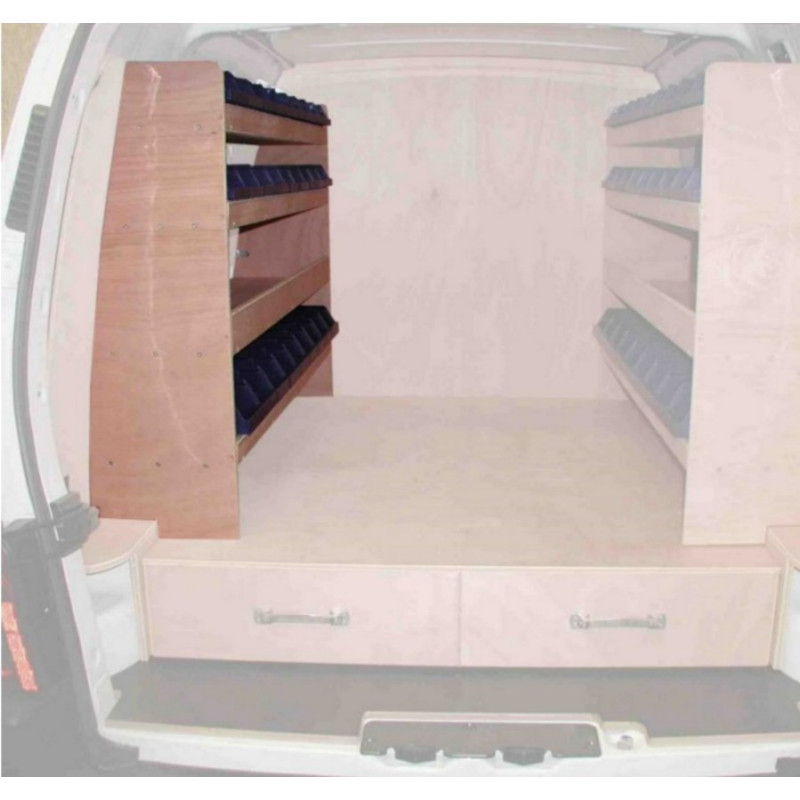 Casier bois avec bacs Gauche pour double plancher Citroën Berlingo 1 de 2005 à Mai 2008 (L:116 x P:33 x H:87)