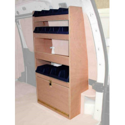 Casier bois avec bacs ar Droit Peugeot Partner de 2004 à Mai 2008 (L:54 x P:33 x H:107)