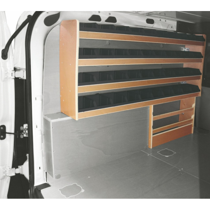 Casier bois avec bacs Gauche Opel Combo L2 de 2012 à Juin 2018 (L:153 x P:22 x H:112)
