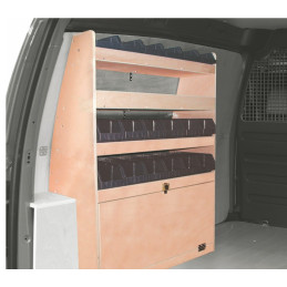 Casier bois avec bacs ar Gauche Volkswagen Caddy L2 de 2004 à 2010 (L:103 x P:32 x H:105)