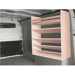 Casier étagère inclinées bois sans bacs ar Droit Volkswagen Transporter T6 L1 à partir de Juin 2015 (L:78 x P:35 x H:83)