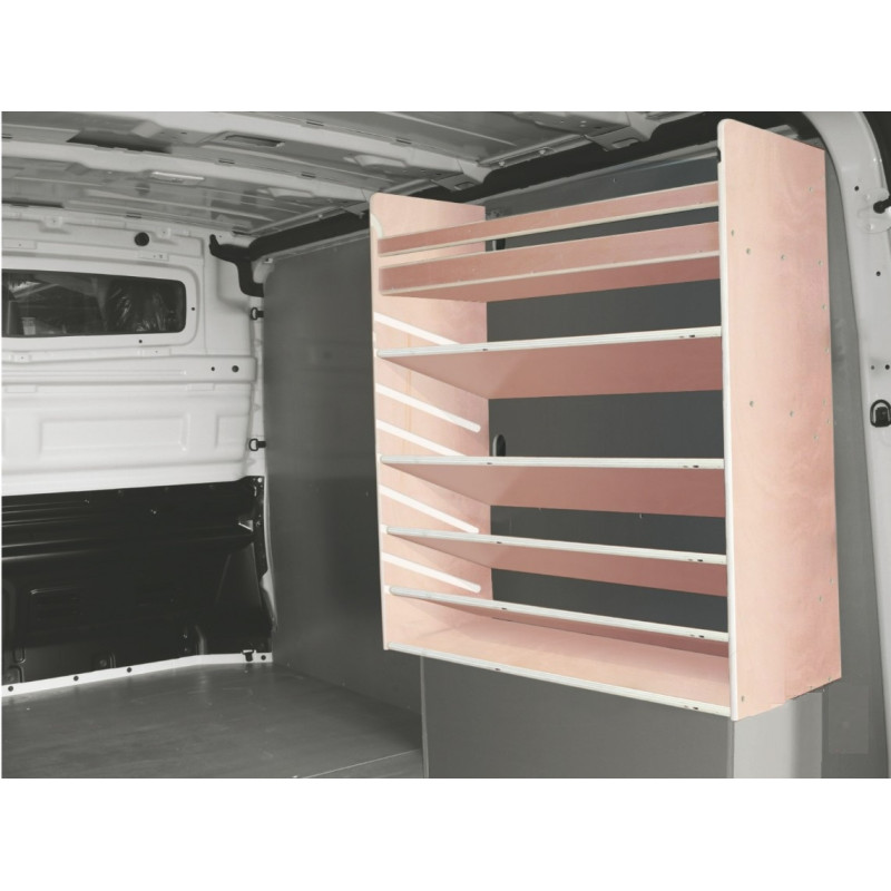 Casier étagère inclinées bois sans bacs ar Droit Volkswagen Transporter T6 L1 à partir de Juin 2015 (L:78 x P:35 x H:83)
