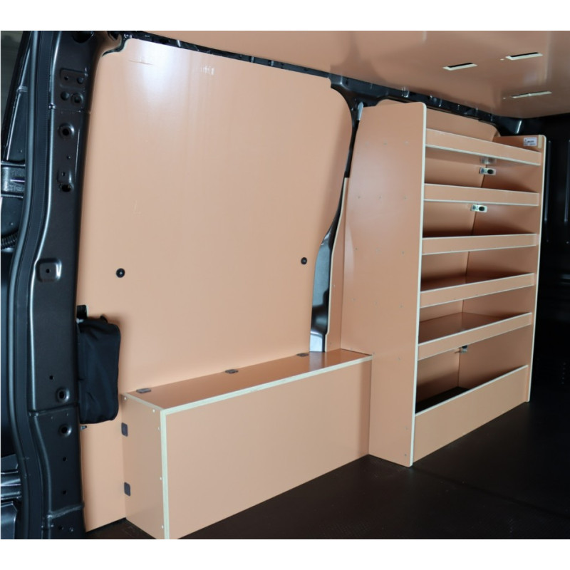 Casier bois sans bacs av Gauche Volkswagen Transporter T7 à partir de 2024 (L:103 x P:38 x H:127)
