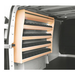 Casier bois avec bacs ar Gauche Volkswagen Transporter T7 L1 à partir de 2024 (L:91 x P:25 x H:88)