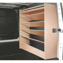 Casier étagères inclinées bois ar Droit sans bacs Ford Custom L2 de 2013 à 2023 (L:128 x P:38 x H:130)