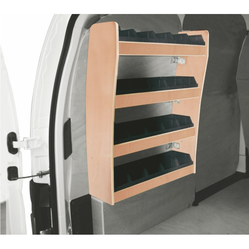 Casier bois avec bacs ar Gauche Nissan NV200 à partir de 2009 (L:66 x P:21 x H:86)