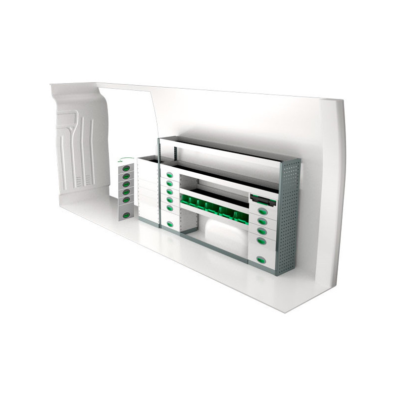 Rangement métallique Gauche ou Droit Nissan NV400 L4 à partir de 2010 (L:294 x P:30 x H:122)