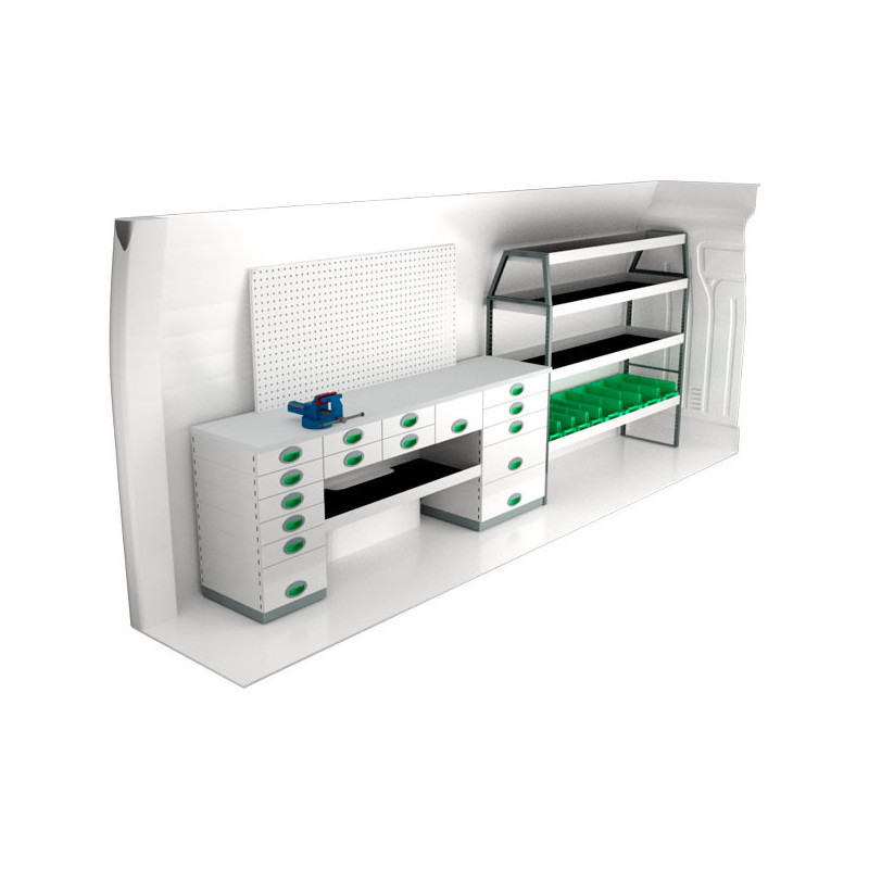 Rangement métallique Gauche Nissan NV400 L4 à partir de 2010 (L:380 x P:47 x H:152)