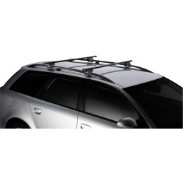 2 Barres de toit Thule SquareBar Evo en Acier Noir 135cm pour Fiat Florino