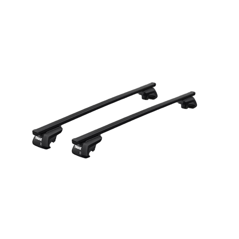 2 Barres de toit Thule en Acier Noir 135cm pour Porsche Cayenne 5 porte
