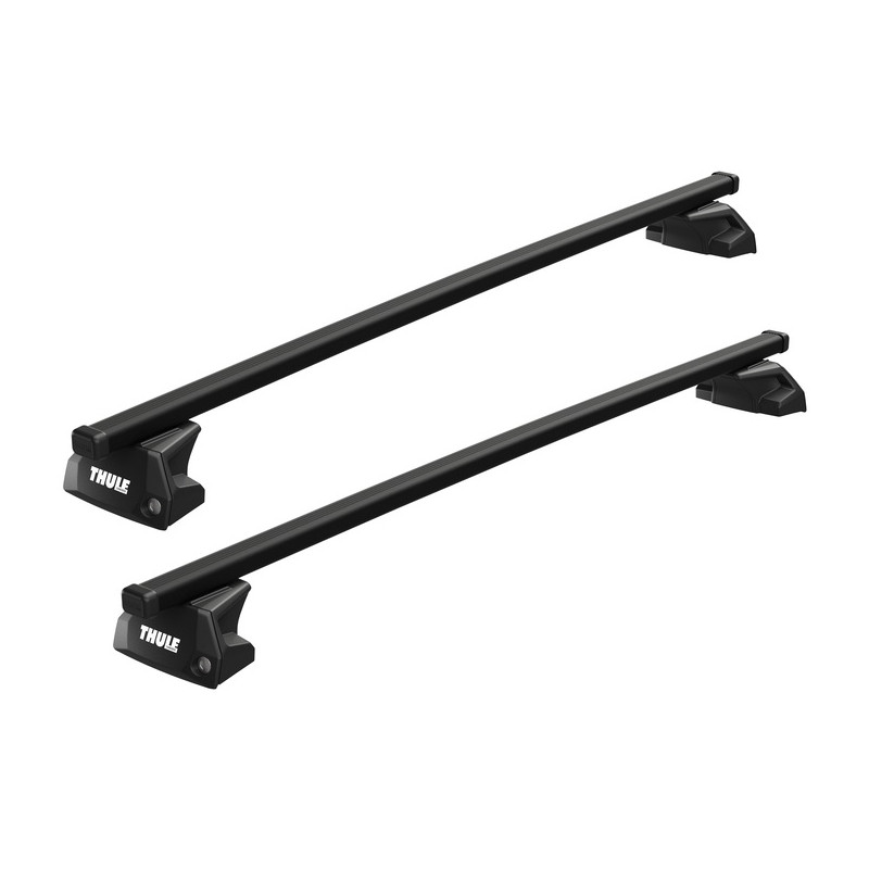 2 Barres de toit Thule SquareBar Evo en Acier Noir 135cm pour Citroën C5 Aircross