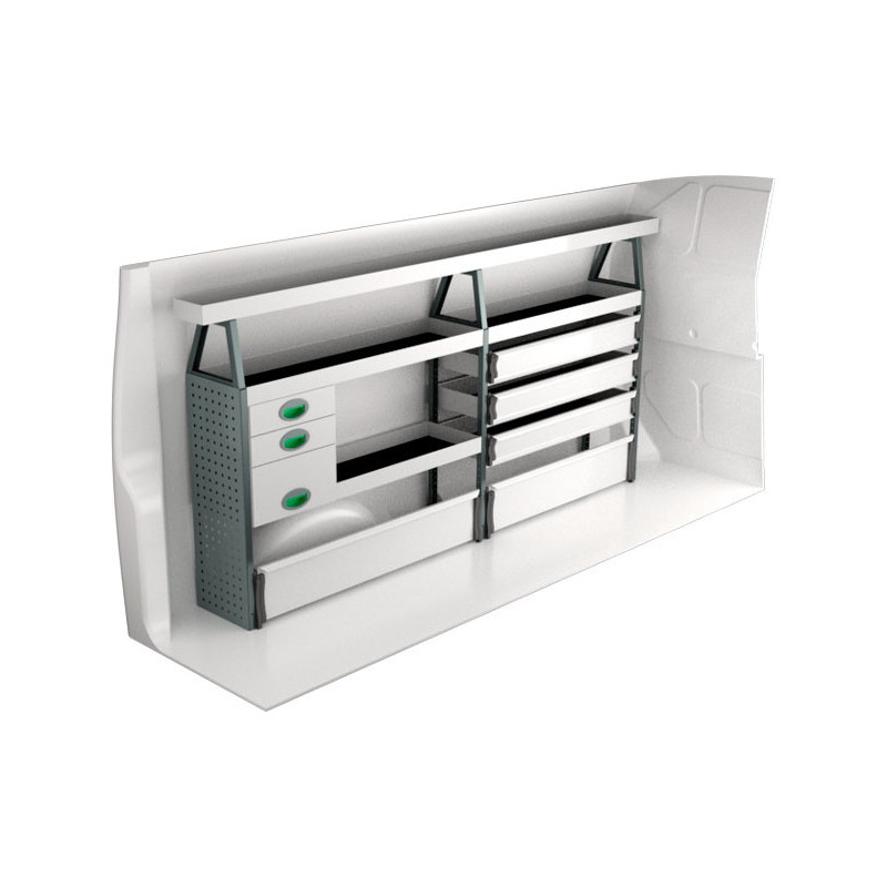 Rangement métallique Gauche ou Droit Volkswagen Transporter T6 L2 à partir de Juin 2015 (L:226 x P:30 x H:118)