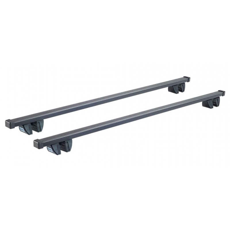 2 Barres de toit Acier Noir 120cm avec pieds intégrés Skoda Roomster Scout 5 portes