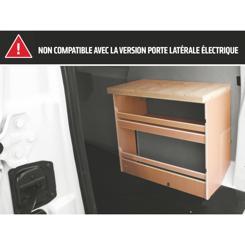 Casier bois établi Ar Droit Toyota ProAce L1 à partir de 2016 (L:66 x P:38 x H:67)