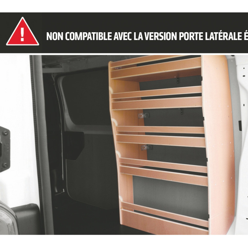 Casier bois sans bacs Ar droit Toyota ProAce L1 à partir de 2016 (L:66 x P:32 x H:120)